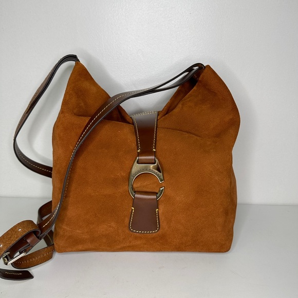 Dooney & Bourke Handbags - Dooney & Bourke Crossbody Suede Hobo Burnt Orange Suede Satchel Purse Bag